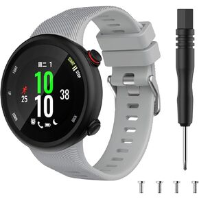 Silicone Wristband Replacement Accessory Sports Watch Straps Bracelet with Silver Buckle Compatible for Garmin Forerunner 45/45S Smartwatch