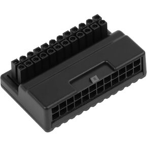 ATX 24-Pin Power Adapter Connector, ATX 24-Pin Right Angle Converter Compatible with Desktop Computers (Black)