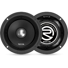 RECOIL MS65-8P 6.5-Inch Midrange Pro Audio Car Speakers, 600 Watts Max, 300 Watts RMS, 8Ohm, 1.5-Inch High Temperature Kapton Voice Coil, Premium Quality Car Audio Door Speakers (Pair)