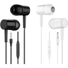 Wired Earbuds Headphones with Microphone Noise Isolation Headphones in-Ear Buds Compatible with All Smartphones iPod IPad MP3 Player That with 3.5 mm Interface (2 Pack)