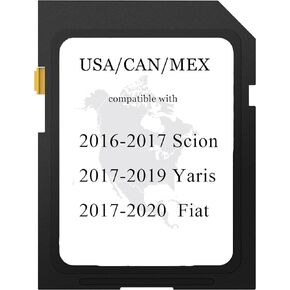 Navigation GPS Map SD Card Compatible with 2016-2017 Scion iA, 2017-2018 Yaris iA, 2017-2018 Yaris R, 2017-2019 Yaris LE, 2017-2020 Sp*d*r Classic,Lusso, Abarth Rally,Map Cover USA/CAN/MEX
