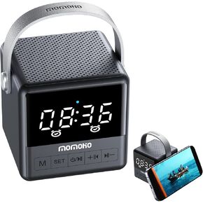 Small Portable Bluetooth Speaker, Crystal Clear Sound with LED Time Display, Built-in Mic, Support TWS Pairing and TF Card Slot for Home/Outdoor(Black)