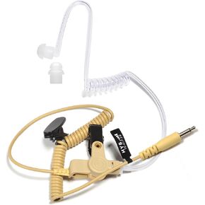 HYS 3.5mm Listen Only Earpiece with Acoustic Tube, Police Surveillance Law Enforcement Earpiece Headset for Shoulder Speaker Microphones, Wired, Beige