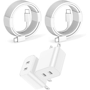 iPhone 16 Charger,Apple Charger Fast Charging,2Pack 40W Dual Port Fast Wall Charger Block with 6FT USB C to C Charging Cable for Apple iPhone 16/16 Plus/15 Pro Max/iPad Pro/Air/Mini/AirPods & More