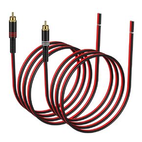 J&D RCA to Speaker Wire Adapter, 2 Pack 20AWG 6.6 ft, RCA Male Plug to Bare Speaker Wire Connector Adapter for Repairing Speaker Cords, Compatible with Amplifiers, AV Receivers, and Speakers