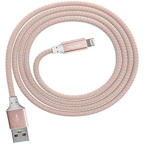 Ventev Cargesync سبيكة Apple Lightning Cable | متوافق عالميا مع أجهزة iPhone الشحن السريع ، الحبل المقاوم للتشابك ، معتمد من MFI ، مصمم للحالات | 4ft الورود الذهب