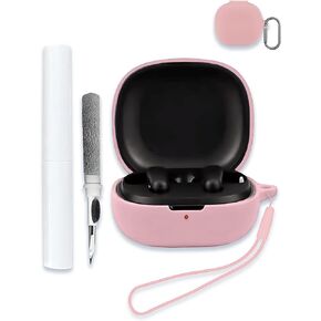 for Soundcore by Anker P20i Case Cover, Soft Silicone Protective Portable Scratch Shock Resistant Compatible with Anker Soundcore P20i Shell with Cleaner Kit & Carabiner & Lanyard，Pink.