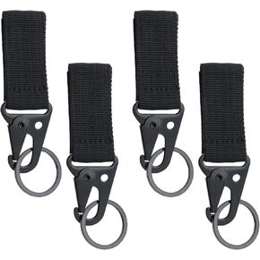 4PCS 100x25mm Black Tactical Nylon Webbing Buckle Mountaineering Buckle Belt Clip Keychain Suitable for Outdoor Sports Backpack External Hook