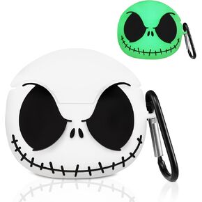 Boaretiu for Airpods 4 Case - 3D Glow in The Dark Cute Funny Smiley Skull Character Anime Scary Horror Cool Cover Design with Carabiner Keychain for Women Girls Girly Boy for Airpod 4 Case, Skeleton