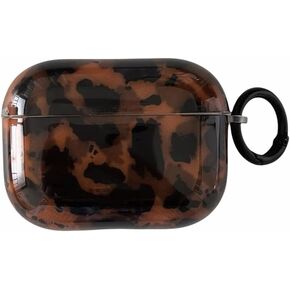Leopard Cheetah Print Case for AirPods Pro 1st Generation 2019 with Keychain Tortoiseshell Animal Pattern Brown Cases with Lock for Girls Women Men(for AirPods Pro,Tortoise)