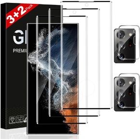 3+2 Pack Galaxy Note 20 Ultra Glass Screen Protector with 2 Pack Camera Lens Protector, 3D Full Coverage Fingerprint Unlocking, 9H Tempered Glass Scratch Resistant, for Galaxy Note 20 Ultra(6.9 Inch)
