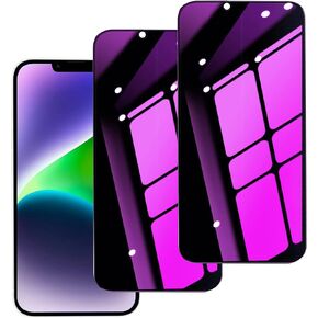 2 pack Compatible with iPhone 14 Plus and compatible with iPhone 13 Pro Max Privacy Screen Protector mirror Tempered Glass Anti Bluelight colorful Film Anti-Spy Full Coverage 6.7 inch