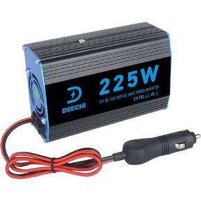 225W Car Power Inverter 12V DC to 110V AC Car Plug Adapter Outlet Converter with 2.1A Dual USB AC car Charger for Laptop Computer Vehicles Road Trip Essentials-Blue
