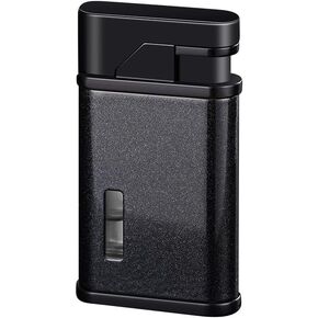 Red Flame Torch Lighter Windproof Jet Compact Lighters Refillable Butane Adjustable with Gas Window Dust Cover (Butane Not Included)(Black)