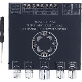 XY S220H Amplifier Board, V5.1 2.1 Channel 160Wx2 Plus 220W, Treble and Bass Controls, APP Control, Over Voltage Guard, for DIY Speakers
