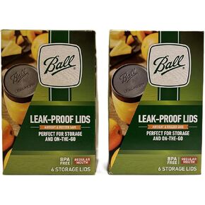 Ball Leak-Proof Plastic Lids for Glass Mason Jars, Used for Canning, Pickling, Juice, Jam, Jelly (Regular, 6 Count (Pack of 2))