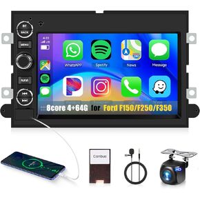 8Core 4+64G for Ford F150/F250/F350 04-14 for Fusion Edge Explorer Taurus Car Radio Wireless Carplay Android Auto,Android Stereo 7" IPS Touch Screen GPS WiFi Bluetooth FM MirrorLink+Backup Camera
