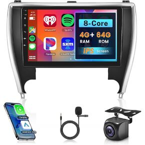 8Core 4G+64G for Toyota Camry 2015 2016 2017 Car Radio Upgrade, Android 13 Car Stereo Carplay Android Auto 10.1 Inch Touchscreen GPS 4G-WiFi Bluetooth FM DSP-36 Mirror Link 59-UI Themes Backup Camera