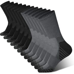 BAMBOO COOL Men's Crew Socks Athletic Running Sports Socks, Cushioned Moisture Wicking, Breathable Arch Support 6 Pack