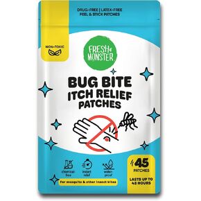Fresh Monster Bug Bite Itch Relief Patches - for Mosquito & Other Insect Bites, Instant Bug Bite Relief for Kids & Adults, Natural & Toxin-Free, 45 Count