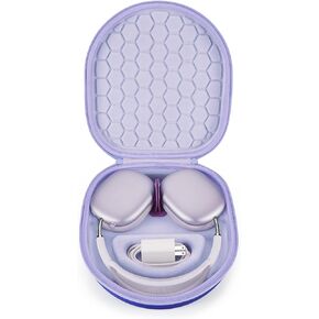 Smart Case for New Apple AirPods Max Supports Sleep Mode, Hard Organizer Portable Carry Travel Cover Storage Bag (Purple)
