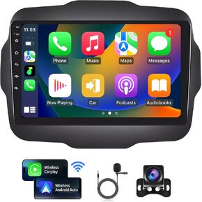 Car Stereo Radio for Jeep Renegade 2015-2020 Android 13 Radio 9 inch Touch Screen 4+32G Radio Wireless CarPlay & Android Auto Support GPS Navigation Mirror Link Bluetooth 4G WiFi DSP SWC FM/AM 48EQ