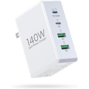 140W MacBook Pro Charger,Type C Wall Charging Blockfor USB A Port MacBook Air M3/M2,4-Port PD20W Fast Charger Cube for iPhone 16/15/14/13/12 Pro Max, iPad,Desk Charging Station Hub for Samsung S22/S23