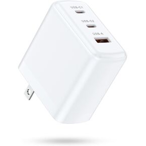 USB C Wall Charger Power Adapter, 65W 3 Ports Super Fast USB A Android Charger Block Phone Charging Box for Samsung Galaxy A55 A15 A14 A54 S24 Ultra S23 FE S22 A35, iPhone 15 Pro Max, MacBook Pro/Air