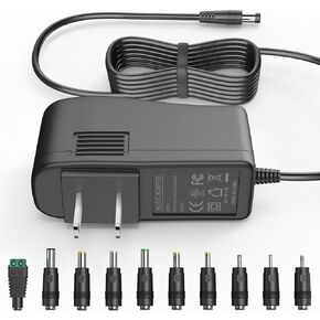 27 Volt Charger Universal Power Adapter for DC in 27V Power Cord with 10 Interchangeable Jacks for 500mA 400mA 300mA 200mA 100mA Electronics