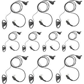 10 Pcs BD502 BD502i Earpiece for Hytera BD552i PD562 PD482i PD402i HYT TC-508 TC-580 TC-610 RCA RDR2500 2550 2600 XR150 D Shape Surveillance Walkie Talkie Radio Headset Ear Piece with PTT Mic