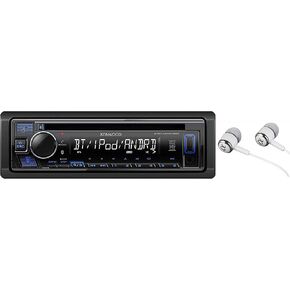 Kenwood KDC-MP375BT Car Single DIN In-Dash CD MP3 Stereo Receiver USB AUX Inputs Buit-in Bluetooth Dual Phone Connection iPod iPhone Control AM FM Radio Player w/FREE Alphasonik Earbuds