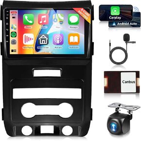 8 Core 6+128G Android Car Radio for Ford F150 2008-2014 with Wireless Carplay Android Auto Car Stereo, 9’’ Touch Screen Head Unit with Mirror Link WiFi GPS Bluetooth FM/RDS DSP AHD Backup Camera SWC