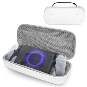 GEEKRIA Hard Storage Case Compatible with Sony PlayStation Portal Remote Player, PS5 Portal Remote Player Built-in Stand Design Handheld Carrying Case, Shockproof Protective Travel Bag (White)