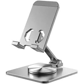 Metal Foldable Phone Holder Phone Stand for Desk with 360 Rotation Adjustable and Portable for Smartphones Tablets
