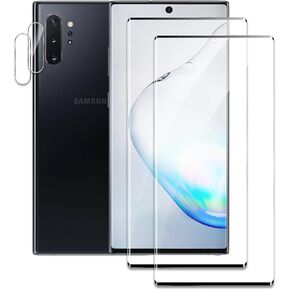 [2 + 2] واقي شاشة زجاجي مقسى لـ Samsung Galaxy Note 10 ، 2* Film Filmed Glass Film + 2* واقي عدسة الكاميرا ، فيلم زجاجي كامل ثلاثي الأبعاد ، صلابة 9H ، حماية حافة الترقية ، سهولة التثبيت in Kuwait