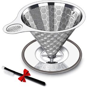 Pour Over Coffee Dripper, Triple Layer Stainless Steel Pour Over Coffee Dripper, Portable Coffee Maker With Detachable Cup Stand, 2-4 Cup Paperless Reusable Pour Over Coffee Dripper Non-plastic
