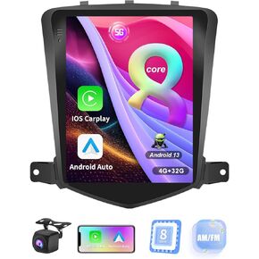 8 Core (4GB+32GB) Car Stereo Upgrade Radio for Chevrolet Chevy Cruze 2009-2015 2016,Android 13 GPS Navigation with Wireless Carplay Android Auto Support AM FM RSD Bluetooth 5.0, 5G WiFi, 4G LTE