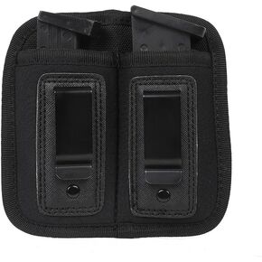 Two Slots Pistol Mag Pouch Double Stack Magazines Pouch with Belt Clips for 9mm .40 .45 .380 Glock 17 19 22 26 43 Sig P365 P320 S&W M&P Waistband Pistol Mag Holster