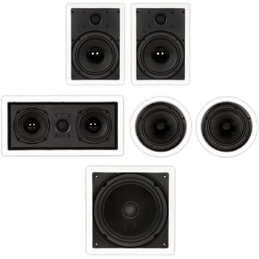 Theater Solutions TST85 in Wall and in Ceiling 8" Speakers 1350W Home Theater 5.1 Speaker System
