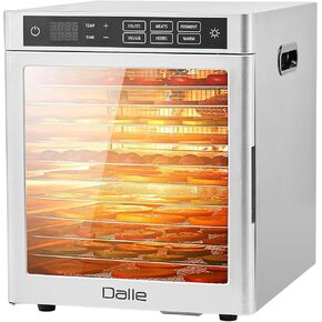DALLE 6 Preset Menus Food Dehydrator | 12-Tray Stainless Steel Food Dehydrator Machine | 800W Dual Display Adjustable Temp&Time Commercial Home Large Food Dryer Dehydrator for Jerky, Meat, and Fruits