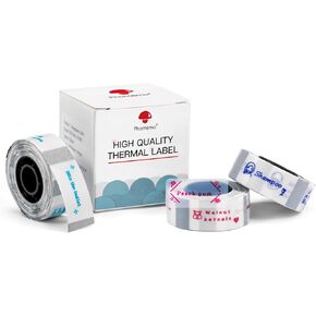 Phomemo Transparent Color Text Thermal Label Tape for D30 Label Makers, Rose Red/Lake Green/Navy Blue Text, 1/2" X 1 1/8" (14mm X 30mm), Strong Adhesion, Waterproof, 3 Rolls