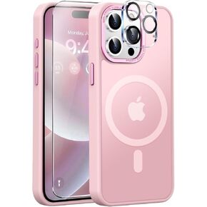Upgraded Magnetic for iPhone 15 Pro Max Case [Compatible with Magsafe] [Mil-Grade Protection] Slim & Tough Pocket-Friendly Translucent Phone Case Cover for iPhone 15 Pro Max 6.7",Tender Pink in Saudi Arabia