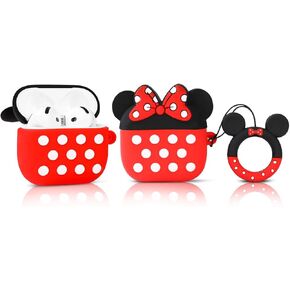 Compatible with Apple Airpods 4 Case Protective Funny Cute Cartoon Slim Cover with Keychain (Minnie)