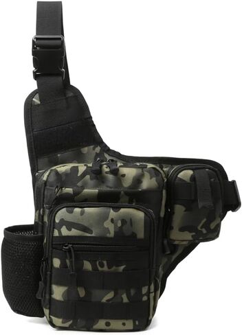Tactical Backpack Multifunctional Large Capacity Sling Shoulder Crossbody Bag for Outdoor Every Day Carry (Black) in Saudi Arabia