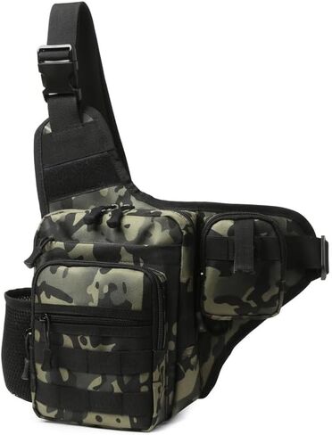 Tactical Backpack Multifunctional Large Capacity Sling Shoulder Crossbody Bag for Outdoor Every Day Carry (Black) in Saudi Arabia
