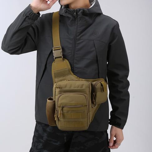 Tactical Backpack Multifunctional Large Capacity Sling Shoulder Crossbody Bag for Outdoor Every Day Carry (Black) in Saudi Arabia