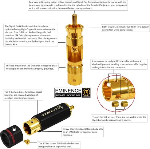 Best Worlds Best Cables 1.5 Foot RCA Cable Pair - Gotham GAC -4/1 (Black) Star -Quad ، كابل اتصال صوتي مع موصلات RCA مطلية بالذهب الممتاز - اتجاهي - مصنوعة مخصص in Kuwait