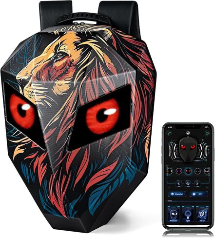 Gelrova Lion Knight Serise LED Backpack 19inch, LED Rider Backpack for Motorcycle Helmet, Outdoor Fashion Backpack with Eyes in Kuwait