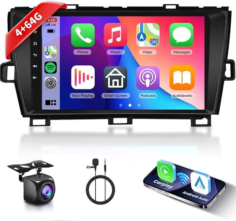 [4G+64G] Sterroid Car Stereo لـ Toyota Prius 2010-2015 مع رابط مرآة Auto Auto Carplay اللاسلكي ، شاشة Hodozzy 9 بوصة مع GPS ، رابط المرآة ، البلوتوث ، WiFi ، 32EQ ، FM/RDS Radio Radio in Kuwait