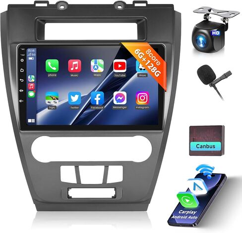 8 Core 6+128G Car Radio for Ford Fusion Mondeo Mustang 2009-2012 with 10.1" 1280 * 720P IPS Touchscreen Wireless CarPlay Android Auto MirrorLink Bluetooth5.0 GPS WiFi/4G DSP/46EQ SWC Backup Camera in Kuwait